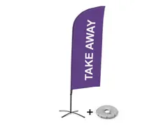 Horecavlag Alu Wind complete set "Take Away" Paars kruisvoet Zwart