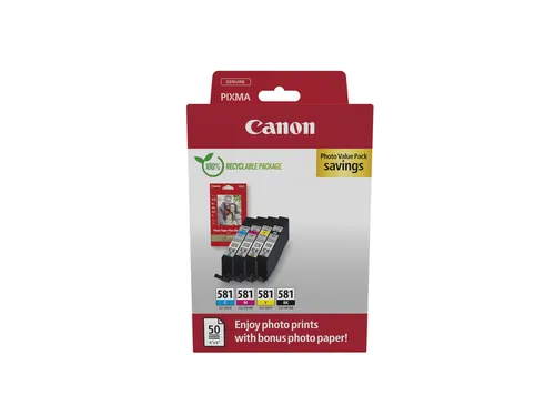 Canon CLI-581 Inktcartridges Zwart + 3 Kleuren Set