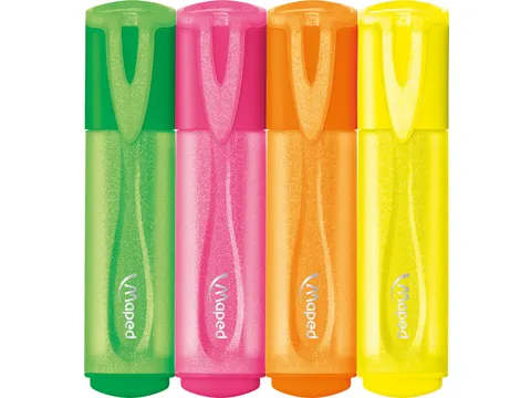 Maped Fluo'Peps Glitter markeerstiften 4 Fluor kleuren