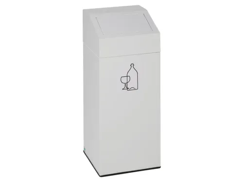 Afvalverzamelaar 45 liter HxBxD 790x320x320mm sticker wit glas RAL9016