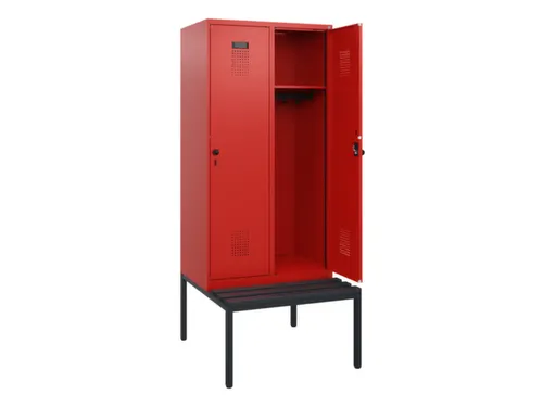 locker met bank,HxBxD 1950x800x815mm,2vak,vak B 400mm,draaigrendel