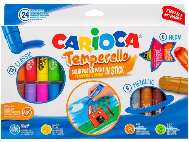 Verfstift Carioca Temperello set à 24 kleuren