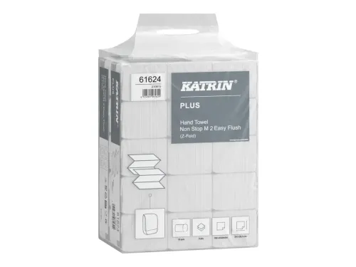 Handdoek Katrin Plus z-vouw 2-laags 203x240mm 15x160 vel wit 61624