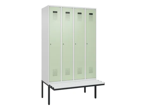 locker met bank,HxBxD 2120x1200x815mm,4vak,vak B 300mm,cilinderslot