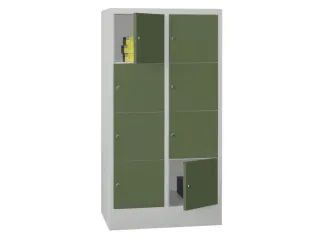 lockerkast,HxBxD 1518x800x500mm,2x4vakken,RAL7035,front RAL6011 - 2