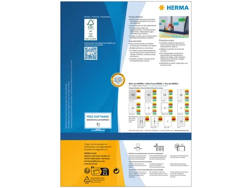 HERMA 4406 Gekleurde etiketten A4 70x37mm Geel 2400 stuks
