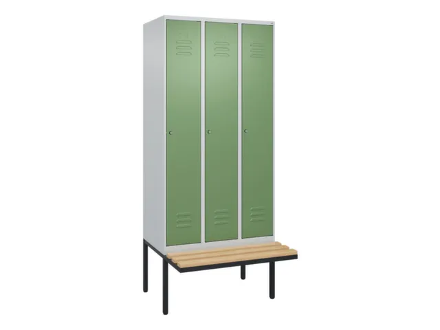 locker met bank,HxBxD 2120x900x815mm,3vak,vak B 300mm,cil.-slot