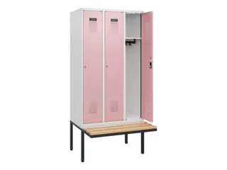 locker met bank,HxBxD 1950x900x815mm,3vak,vak B 300mm,cilinderslot - 1