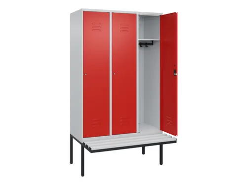 locker met bank,HxBxD 2120x1200x815mm,3vak,vak B 400mm,cil.-slot