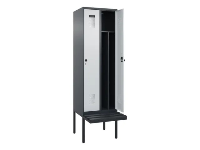 locker met bank,voor scheiding van kleding,HxBxD 2120x600x815mm,2vak