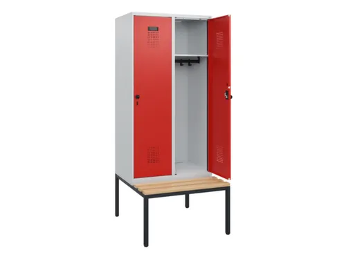 locker met bank,HxBxD 1950x800x815mm,2vak,vak B 400mm,draaigrendel