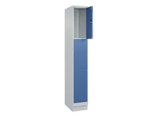 lockerkast,HxBxD 1950x300x500mm,1x3vakken,vak B 300mm,cil.-slot,sokkel