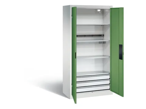 acculaadkast 1950x930x500mm 5stekkerdozen 230V cil.-slot front RAL6011