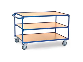 Tafelwagen 2956 300kg 1200x800mm 3 etages hout rubber wielen - 1