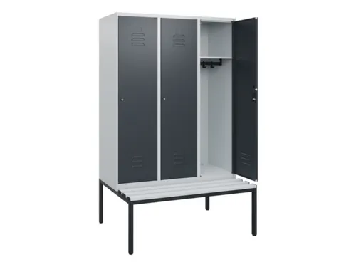 locker met bank,HxBxD 1950x1200x815mm,3vak,vak B 400mm,cil.-slot