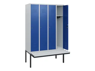 locker met bank,HxBxD 1950x1200x815mm,4vak,vak B 300mm,cil.-slot - 2