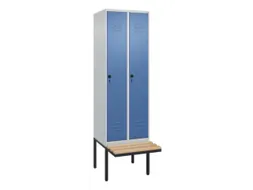 locker met bank,HxBxD 2120x600x815mm,2vak,vak B 300mm,draaigrendel