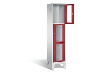 lockerkast 1850x420x500mm 1x3 vakken Cilinderslot Poten, RAL3003 - 1