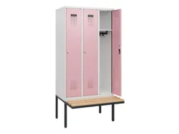 locker met bank,HxBxD 1950x900x815mm,3vak,vak B 300mm,cilinderslot
