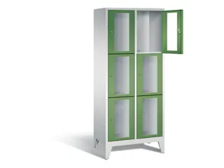 lockerkast 1850x810x500mm 2x3 vakken Cilinderslot Poten, RAL6011 - 1