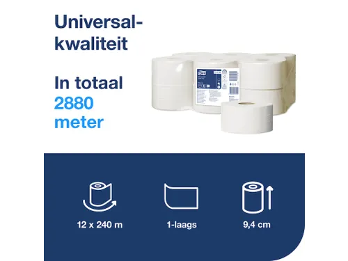 Toiletpapier Tork 1-laags Wit Advanced 110163 T2 Jumbo