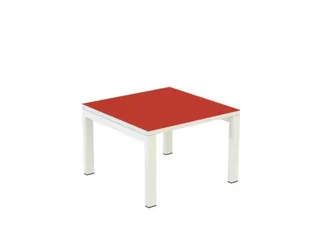 Bijzettafel 400X600X600Mm Vierkant Rood 4Voeten Wit Vierkante Buis - 1