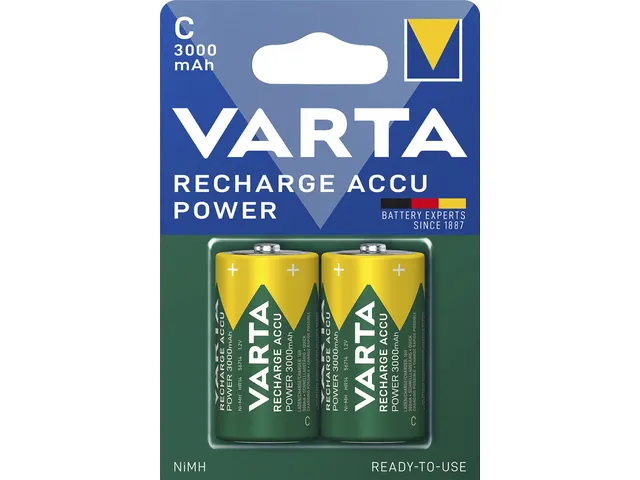 Batterij oplaadbaar Varta C 3000mAh blister a 2 stuks