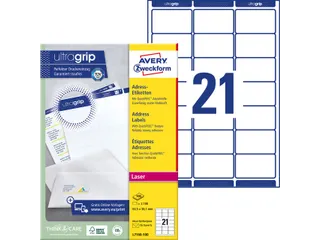 Adresetiket Avery QuickPeel L7160-100 63.5x38.1mm Wit 2100 stuks - 5