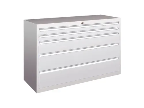 ladekast 800x1023x600mm 5laden cilinderslot RAL7035 front RAL7035