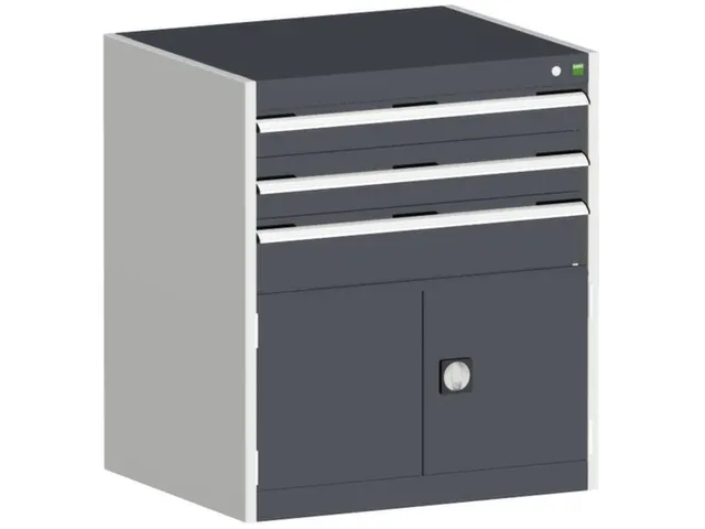 ladekast HxBxD 900x800x650mm 3laden RAL7035 front RAL7016