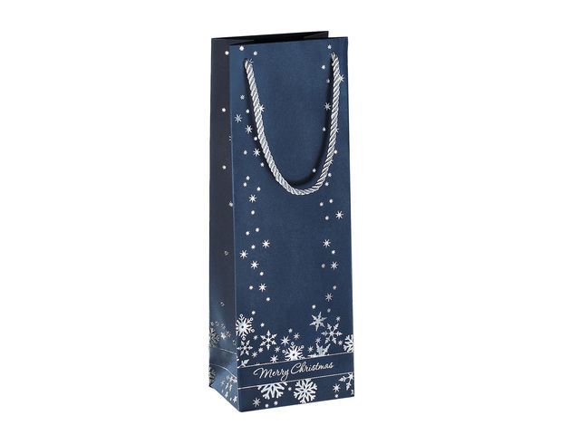 OUTLET Premium Kerstcadeautas Bottle in het design "Silver Snowflakes"