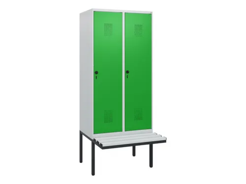locker met bank,HxBxD 1950x800x815mm,2vak,vak B 400mm,draaigrendel