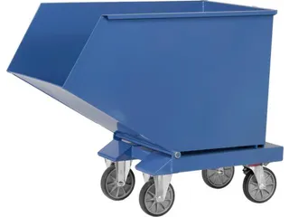 Bakwagen Met Wielen Met Vorksloffen Inhoud 400ltr Blauw Ral 5007 - 1