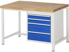 werkbank,HxBxD 840-1040x1250x900mm,beukblad,draagverm. 1250kg,4voeten