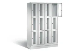 Lockerkast 1800x1190x500mm 4x3 vakken Cilinderslot, Sokkel, RAL7035