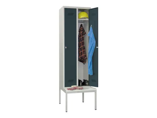 locker met bank,HxBxD 2150x600x500mm,2vak,RAL7035,front RAL7016