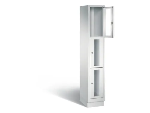 Lockerkast 1800x320x500mm 1x3 vakken Cilinderslot, Sokkel, RAL7035