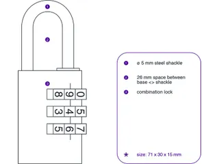 Hangslot Pavo Messing met cijferslot 30x41x13mm - 4