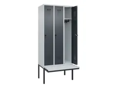 locker met bank,HxBxD 2120x900x815mm,3vak,vak B 300mm,draaigrendel