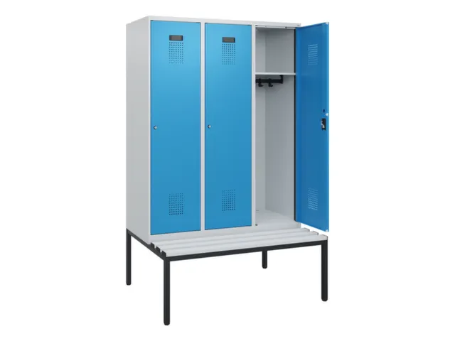 locker met bank,HxBxD 1950x1200x815mm,3vak,vak B 400mm,cilinderslot