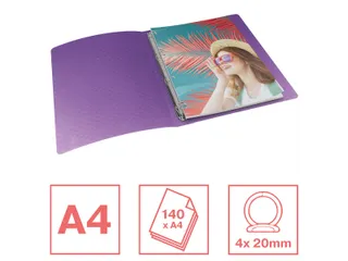 Colour'Breeze ringmap, 4 ringen, PP, ft A4, met soepele kaft Lavendel - 1