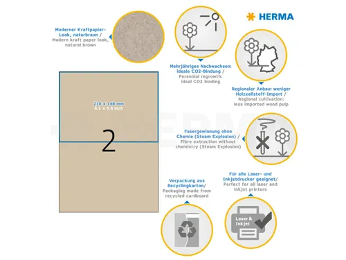HERMA 10757 Silphie-papier Etiketten A4 210x148mm bruin 40 stuks