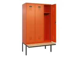 locker met bank,HxBxD 2120x1200x815mm,3vak,vak B 400mm,cilinderslot
