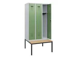 locker met bank,HxBxD 1950x900x815mm,3vak,vak B 300mm,cilinderslot