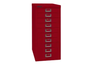 kantoor-ladekast HxBxD 590x279x380mm 10 laden romp kardinaalrood staal - 1