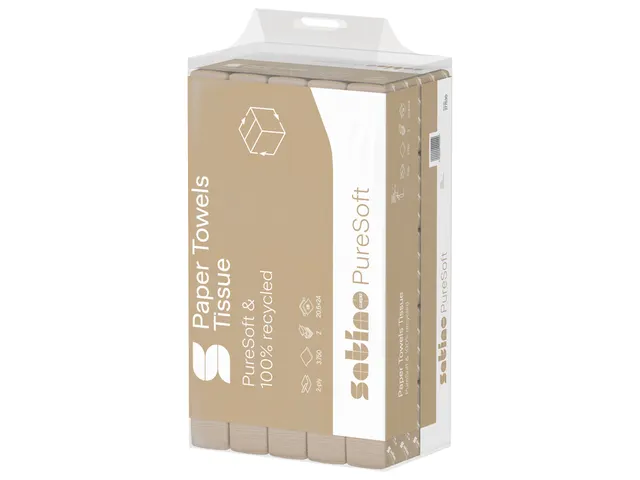 Handdoek PureSoft PT2 Z-vouw 2-laags 206x240mm 25x150vel natur 277530