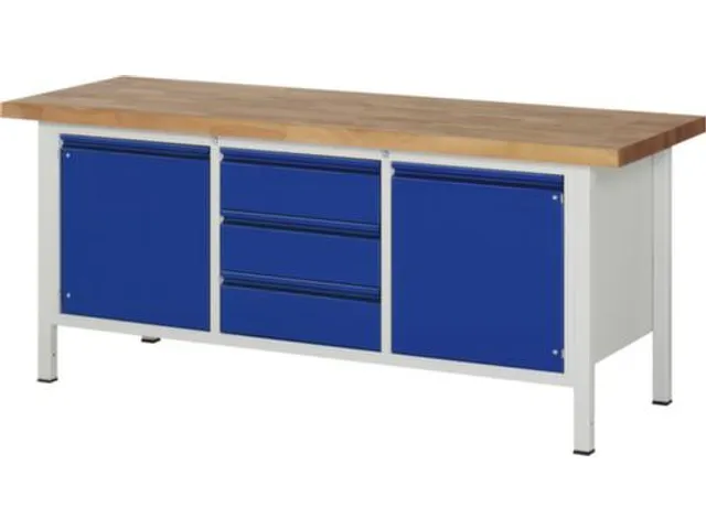 werkbank,RAL 7035/RAL 5010,HxBxD 840-1040x2000x700mm,beukblad