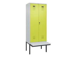locker met bank,voor scheiding van kleding,HxBxD 2120x800x815mm,2vak - 2
