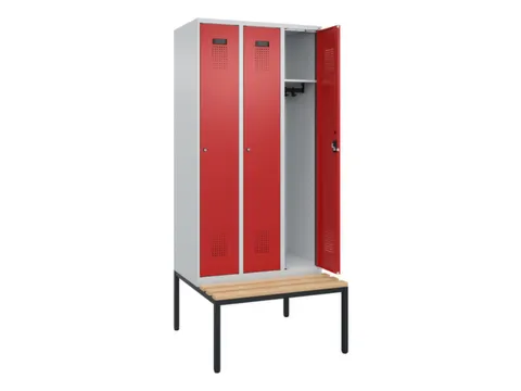 locker met bank,HxBxD 2120x900x815mm,3vak,vak B 300mm,cilinderslot