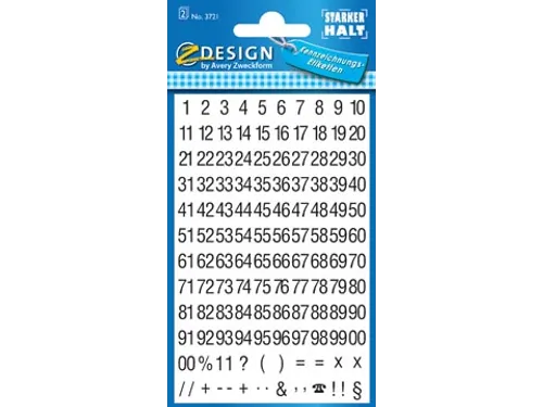 Avery Zweckform Etiketten cijfers letters 1-100 2 blad zwart op wit